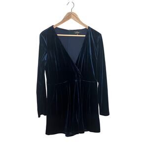 Lulus Navy Velvet Short Romper Size XL Preloved
